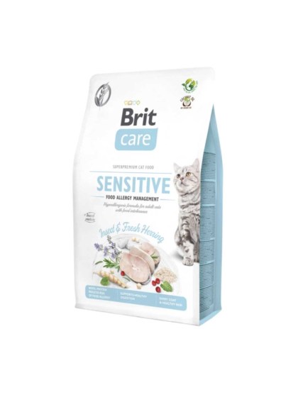 Brit Care Cat GF Sensitive Insect and Herring 400g Ξηρά Τροφή Χωρίς Σιτηρά  για Γάτες με Πρωτεΐνη Εντόμων και Ρέγγα petwithlove pet shop